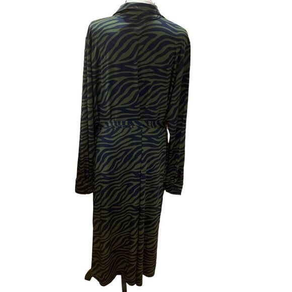 Eloquii Zebra Print MIDI Shirt Dress Green Blue Tie Waist Button Up Womn Plus 20 - Picture 5 of 11